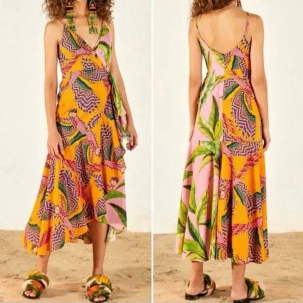 Farm Rio Sz Small asymmetrical wrap dress 100% cotton
